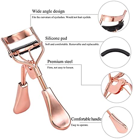 Uranian Beauty Eyelash Curler Comb Eyelash Curlers with 2 Silicone Refill Pads Premium Lash Curler Makeup Tool for Women and Girls