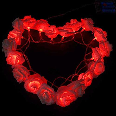 FULLBELL Fairy String Lights Red Rose Flower Lights 20 LED Battery Operated Indoor String Lights Romantic Gift for Date Wedding Valentine's Day Dreamlike Party Bedroom Girl Girlfriend Women (Red)
