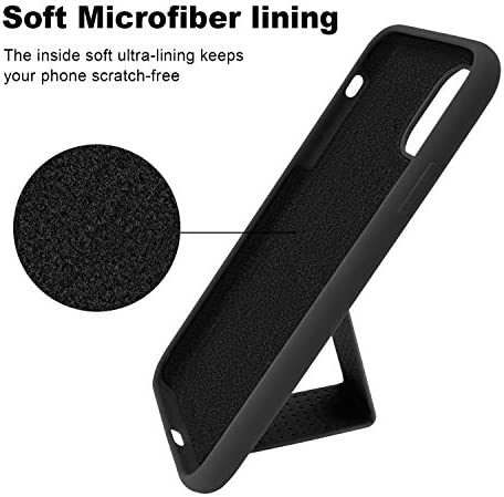 LAUDTEC Silicone Kickstand Case Compatible with iPhone 11 case Vertical and Horizontal Stand Hand Strap Metal Kickstand, Flexible Soft Liquid Silicone Stand Case for iPhone 11(Black)