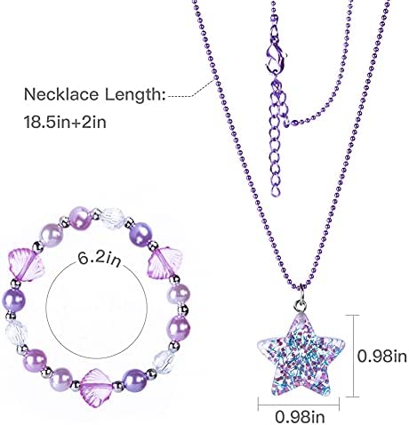 BB-GG, BGSHEMNI 8 Pcs Girls Necklaces and Bracelets Set with Unicorn Star Heart Necklace Toddler Jewelry Gift Toy Party Favors Dress up Play Costume for Little Best Friend Necklaces-A1