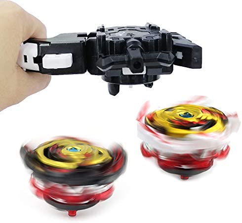 Speder Bey Gyro Blades Launcher and Grip , Light Sparking Battling Burst String Launcher Gyro Left&Right LR Spin Top Compatible with All Bey Burst Series Bey Battling Bey(Black)