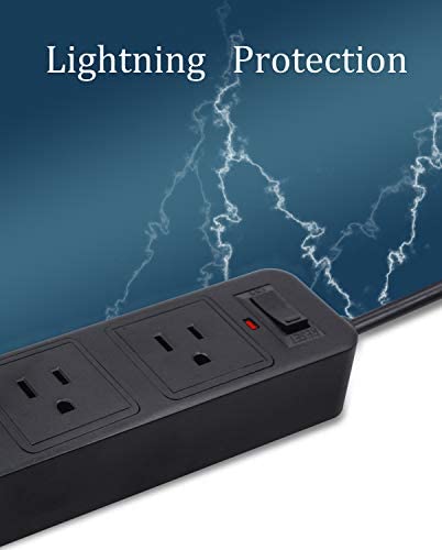 2 Prong Power Strip, Surge Protector 2 Prong with 3AC Outlets and 4 USB Charging Ports, 6.6ft Long 2 Prong to 3 Prong Extension Cord for Smartphone Home Office Desktop, Black