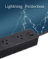 2 Prong Power Strip, Surge Protector 2 Prong with 3AC Outlets and 4 USB Charging Ports, 6.6ft Long 2 Prong to 3 Prong Extension Cord for Smartphone Home Office Desktop, Black