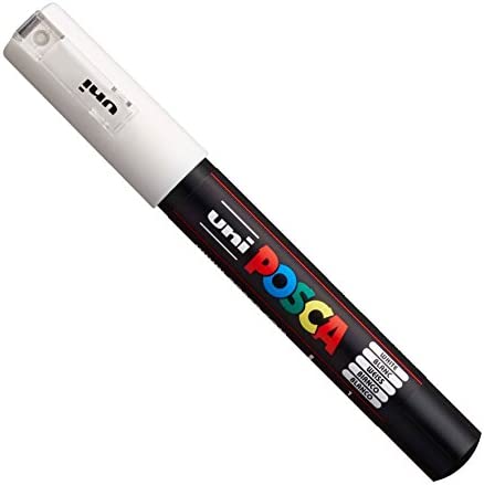 Posca PC-1M Paint Art Marker Pens - Fabric Glass Metal Pen - Set of Black + White (1 of Each)