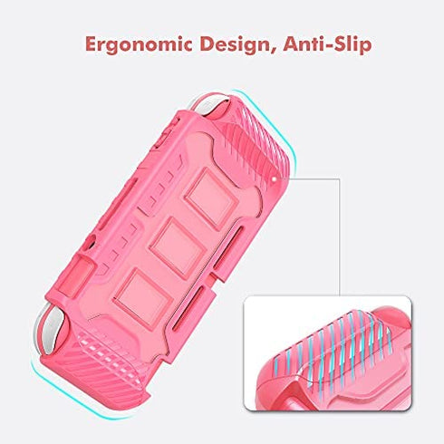 KIWIHOME Pink Case Compatible with Nintendo Switch Lite , TPU Cover Hard Case Only for Switch Lite with Thumb Grip Caps Switch Lite Cute Case for Girls (Pink)
