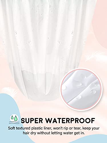 POPCHOSE Shower Cap, Large Shower Caps for Women Long Hair, Reusable Double Layer Waterproof Shower Hair Bath Cap, Stylish Satin Hair Bonnet, Soft Comfortable EVA Lined Shower Hat for All Hair Length