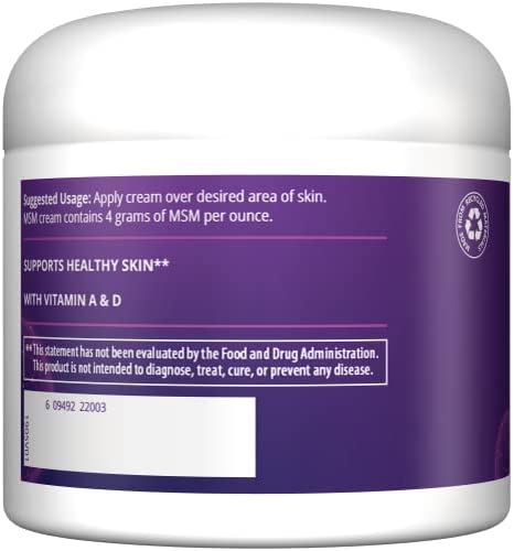 MRM Nutrition MSM Cream | Methyl-sulfonyl-Methane Cream | Joint Health | Hair + Skin + Nails | Bioavailable Form of Sulfur | 4 Ounces