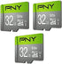 PNY 32GB Elite Class 10 U1 microSDHC Flash Memory Card 3-Pack - 100MB/s, Class 10, U1, Full HD, UHS-I, micro SD