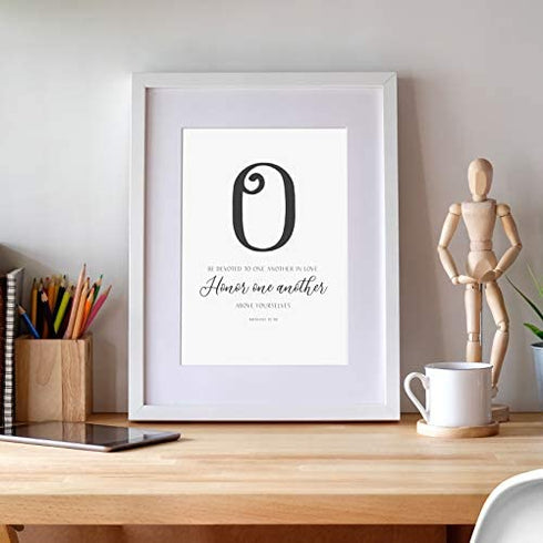 LOVE Wall Decor - Scripture Wall Art and Bible Verses Wall Decor - Christian Wall Decor (Black and White Wall Art: 1 Corinthians 13 Wall Art, Romans 12 10) (8x10 Faith Hope Love Wall Decor)