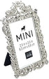 Bejeweled Silver Tone Metal Mini Picture Frame, 2.5" x 3.5"