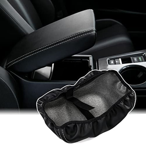 CKE for 11th Gen Civic for Honda Civic 2022 2023 Accessories Leather Auto Armrest Cover Storage Box Protector Interior Center Console Seat Cover - Black (Gray line)