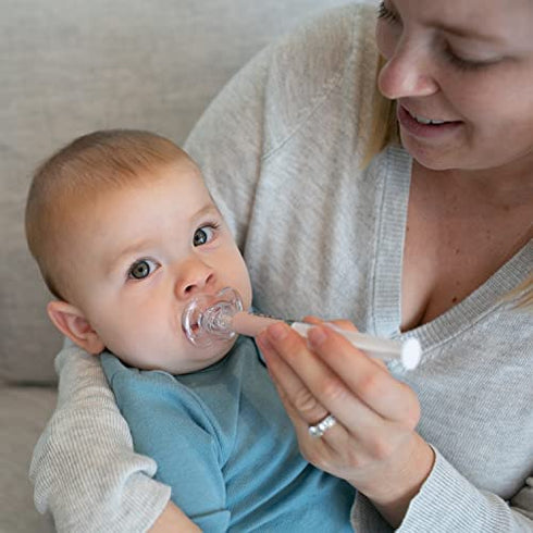 Dr. Brown's Pacidose Pacifier and Liquid Baby Medicine Dispenser with Oral Syringe and Two Sizes of Pacifier Bulbs - 0-6m and 6-18m
