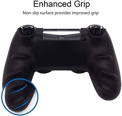 Controller Skin for PS4, BRHE Anti-Slip Grip Silicone Cover Protector Case Compatible with PS4 Slim/PS4 Pro Wireless/Wired Gamepad Controller with 2 Dragon Carving Thumb Grip Caps