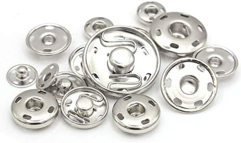 55 Sets Sew-on Snap Buttons Metal Snap Fastener Durable Press Studs Buttons for Sewing Clothing, 4 Sizes (Silver)