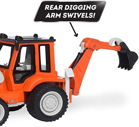 DRIVEN by Battat – Micro Backhoe Loader – Backhoe Loader with Sound Effects and Movable Parts for Kids Aged 3+
