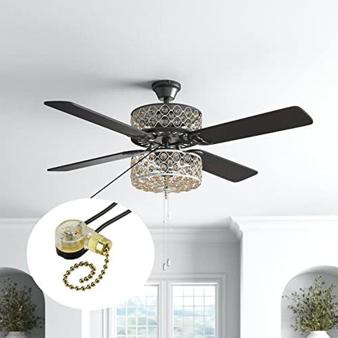 DAYONE Pull Chain Switch Zing Ear ZE-109 Ceiling Fan Switch Ceiling Fan Light Lamp Replacement 2 Pack Brass