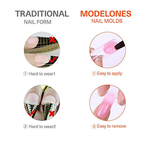 Modelones Poly Extension Gel Dual Nail Forms - Poly Nail Gel Forms 120pcs Clear Nail Extension Tips Set Nails Enhancement Thickening Acrylic False Nails Manicure Tool 12 Sizes Trendy Nail Art Design Salon DIY at Home