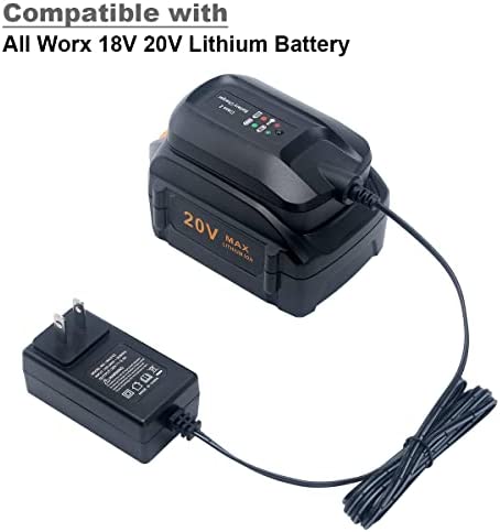 Lasica Replacement for Worx Battery Charger 20V WA3742 Compatible with Worx 20V Lithium Battery WA3520 WA3525 WA3578 WA3575 WA3522 WA3732 WA3770 WA3875 WA3881 PowerShare Tool Battery Charger