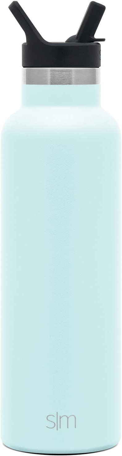 Simple Modern Water Bottle with Narrow Mouth Straw Lid Metal Thermos Vacuum Insulated Stainless Steel l Reusable Leak Proof BPA-Free Flask | Ascent Collection | 20oz, Seaside