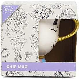 FAB Starpoint Disney Beauty and the Beast Chip Mug with Gold Foil Printing, Multicolor, 8 Ounces