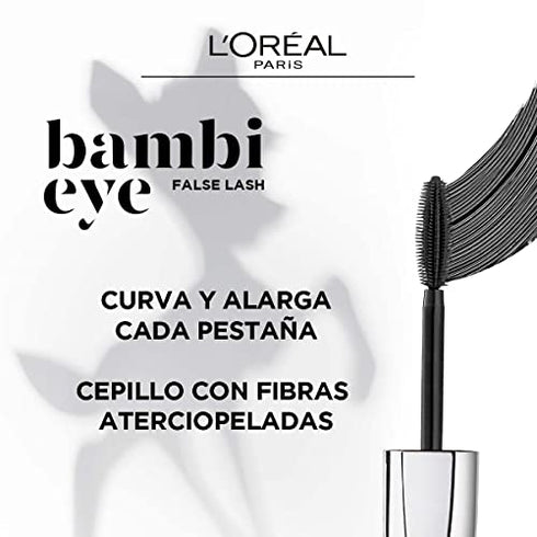 L'Oreal Paris Bambi Eye Waterproof Mascara, Lasting Volume, Length & Lift, Definition, No Clumping, No Smudging, Black, 0.21 Fl. Oz