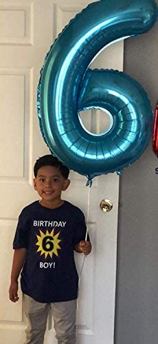 Tellpet Number 6 Balloon, 6th Birthday Party Decorations for Boy, Sapphire Blue, 40 Inch