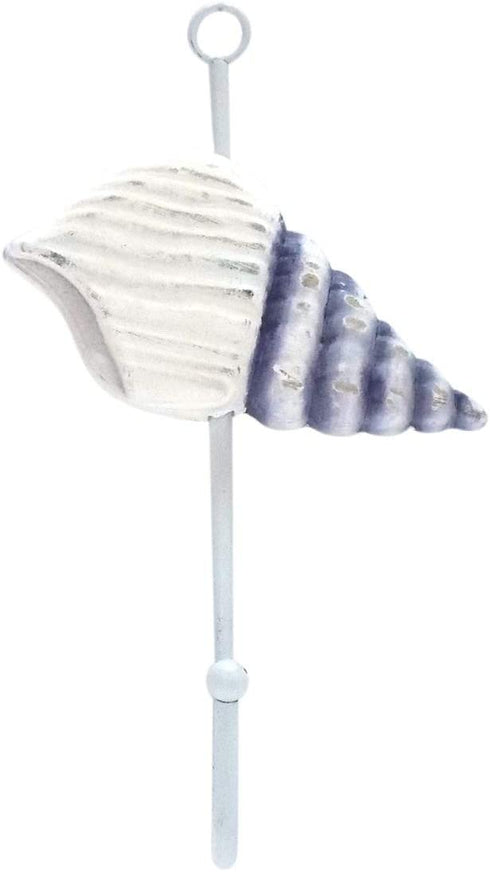 Assorted Weathered Wood Nautical Seashell Wall Hooks with Metal Hanger, Sets of 3, 7 1/4 Inch