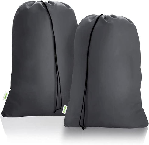 OTraki XL Travel Laundry Bags 2 Pack 28 x 45 inch Heavy Duty Drawstring Dorm Large Organizer Bag Tear Resistant Big Laundry Hamper Basket Liner Jumbo Dirty Clothes Storage, Three Loads of Clothes Grey