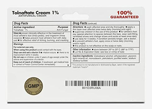 (6 Pack) Globe Tolnaftate 1% Cream 1 oz, Antifungal Treatment, Proven Clinically Effective on Most Athlete’s Foot and Ringworm, Compare to The Leading Name Brand