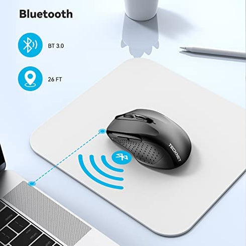 TECKNET Bluetooth Wireless Mouse, Computer Mouse with 6 Buttons, 5 Adjustable DPI Levels, 24 Month Battery Life, Ergonomic Cordless Mouse for Laptop, Computer, Mac,PC, Windows, Chromebook, Notebook