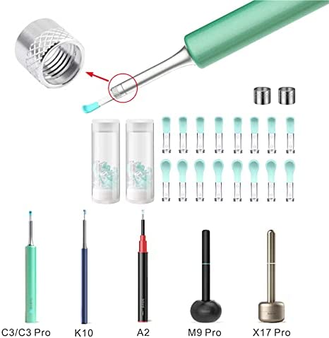 Bebird Ear Cleaner Replacement Tips, 16 Pieces Waterproof Silicone Ear Spoon for Ear Wax Removal Endoscope, BEBIRD Original Ear Cleaner Tips for M9 Pro/X11 Pro/C3 Pro/K10/X17 Pro/T5 (Latest Version)