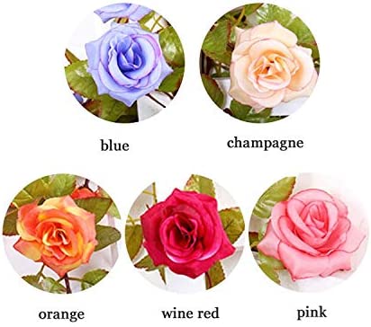 230cm/ 91in Silk Rose Wedding Decorations Ivy Vine 2pcs Artificial Flowers Arch Decor with Green Leaves Hanging Wall Garland (Orange)