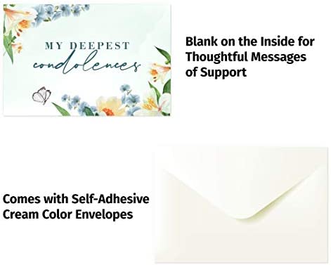 Sympathy Cards with Envelopes Assortment Box - 30pc Bulk Condolence Card Set - Heartfelt Sorry For Your Loss Bereavement Greeting Cards Boxed Pack