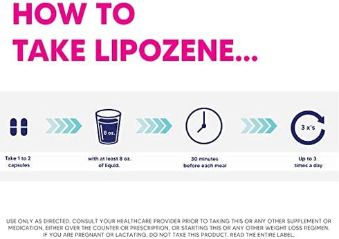 Lipozene Diet Pills - Weight Loss Supplement - 4 Bottles of 30 Capsules Each, a Total of 120 Capsules!