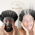Shower Cap for Men Reusable Extra Large Shower Cap for Women (Black 4 Pack Large) Satin Double Layer EVA Waterproof Long Hair Cap