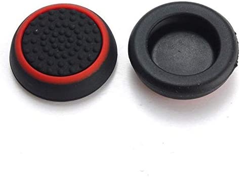Silicone Thumb Stick Joystick Cap Analog Grip Thumbsticks Cap Cover Case for PS4 PS3 Xbox One Xbox 360 Game Controllers (Black-Red)