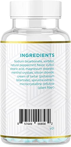 Mouthwash Tabs with Baking Soda, Mint & Spirulina - Natural Chewable Breath Freshening Tablets - Fluoride-Free, Alcohol-Free, Vegan, and Sugar-Free (1 Pack)