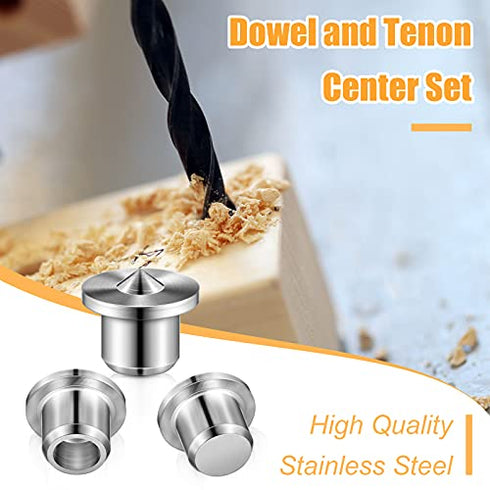 32 Pieces Dowel Pins Center Point Set Solid Hollow Dowel Tenon Center Transfer Plugs Pointed Dowel and Tenon Center Kit for Woodworking Alignment Tool 1/4, 5/16, 3/8, 1/2 Inch (6/8/ 10/12 mm)