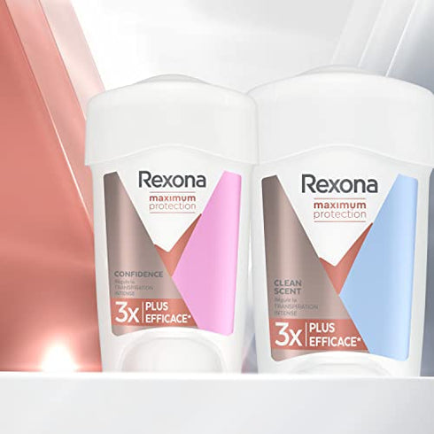 Rexona Maximum Protection Antiperspirant Deodorant Cream Confidence with 48 Hours Protection Against Strong Sweating and Body Odour 45 ml Pack of 1