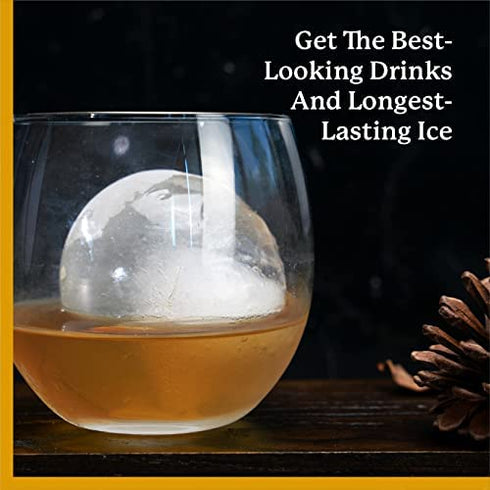 Samuelworld Large Sphere Ice Mold with Lid, 4 x 2.5 Inch Ice Balls - BPA Free, Easy To Fill Round Silicone Ice Tray, Perfect Spheres Craft Ice Maker for Whiskey, Cocktails, Christmas - Black