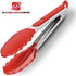 Set of 2 Kitchen Tongs 9-Inch & 12-Inch, Premium Stainless Steel BPA Free Silicone Non-Stick Grilling Barbeque Cooking Locking Food Tongs, Red