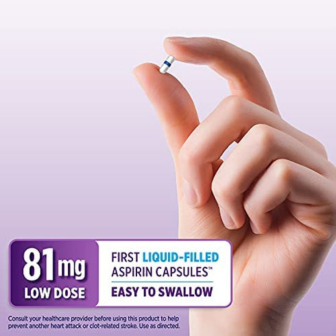 VAZALORE® Aspirin 81mg for Adults | Low Dose Aspirin Heart Therapy | Liquid-Filled Capsules to Help Protect Stomach | Pain Relief | 30 Count