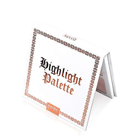 CCbeauty 4 Color Highlighter Makeup Palette with Powder Brush Shimmer Bronzers Contour Shadow Illuminating Highlight Blush Palette Cheek Cosmetic Kit,Pearl,Valentine's Day Gift Sets for Her, Girls Women