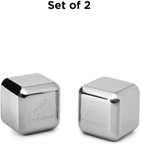 Rabbit Whiskey and Beverage Jumbo Chilling Stones Set, Chrome