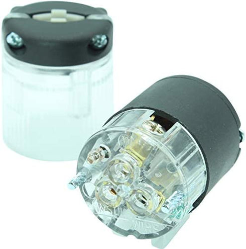 Journeyman-Pro 520CV-LIT Lighted 20 Amp 120-125 Volt, NEMA 5-20R, 2Pole 3Wire, Straight Blade, Female Plug Replacement Cord Connector Outlet, Commercial Grade PVC Power Indicating (BLACK LIT 1-PACK)