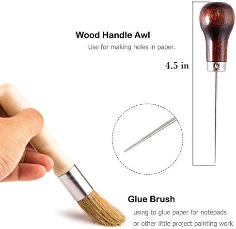 Bookbinding Kit - KOOTIKO Bookbinding Supplies, Hand Book Binding Starter Tools Set with Real Bone Folder,Paper Awl, Large-Eye Needles, Glue Brush, Wax Thread for Handmade DIY Books