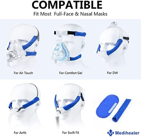 Medihealer CPAP Strap Covers-Headgear Strap Cover Compatible with DW Headgear,Comfort CPAP Pads Strap Covers for Airfit P10 Strap|No Irri-tation&No Red Marks.(Pack of 4)