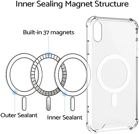 TORU MX Slim for iPhone Xs/iPhone X Magnetic Case, Compatible with Magsafe, Hybrid Transparent HD Clear Case with Detachable Wrist Strap, Scratch Resistant, Air Bumper Shock-Absorbing Corners - Clear