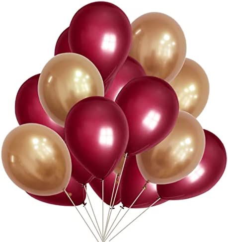 Burgundy Rose Gold Confetti Balloons of 15pcs for Burgundy Birthday Party Decorations Women/Rose Gold Latex Balloons for Maroon Rose Gold Wedding Party Background 2022 Graduation Decorations