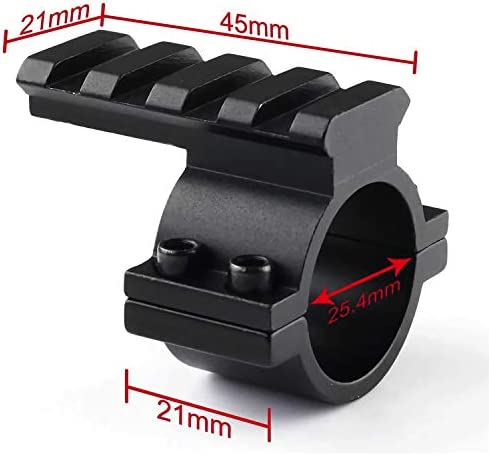 Higoo® 1-Inch 1" Scope Ring Adaptor W/Picatinny/Weaver Rail, Tactical Barrel Clamp Mount with Rail for Scope Flashlight Laser Sight